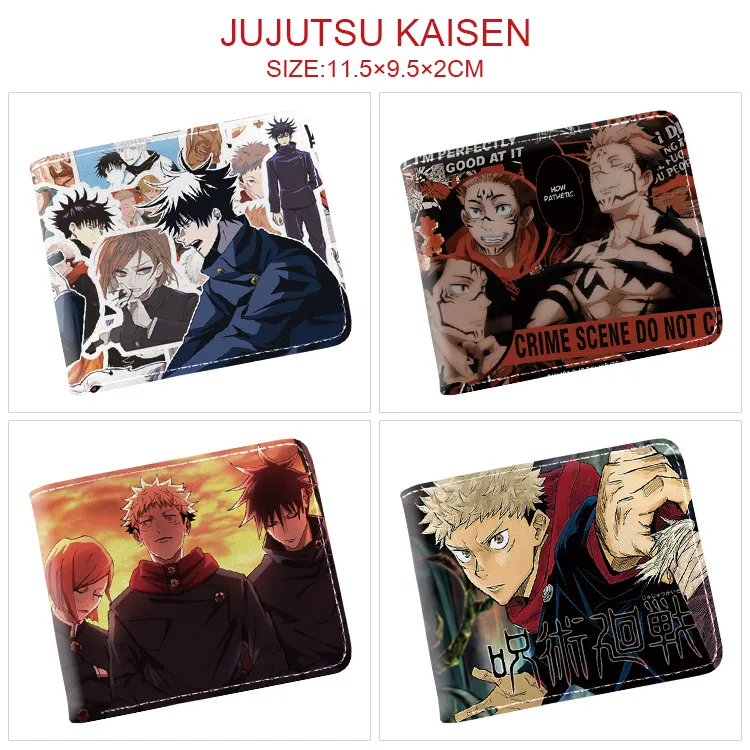 Jujutsu Kaisen Inspired Bi-Fold Wallet – Gojo & Itadori Print Card Holder with Coin Pocket, Unisex Short Purse for Anime Fans & Students